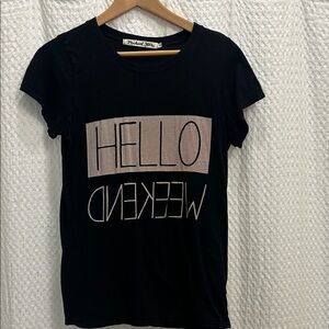 Michael Stars Black and Pink Graphic T-Shirt OS